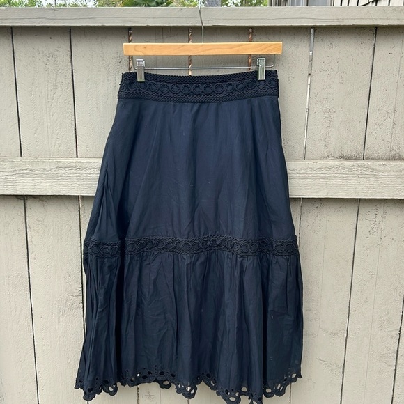 J. Crew Point Sur Tiered Boho Style Midi Skirt Sz 6 Bohemian Feminine Midi - Picture 1 of 5
